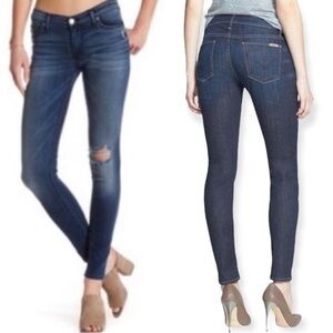 Hudson Super Skinny Mid-rise Distressed Crue Color Jeans- 26 W